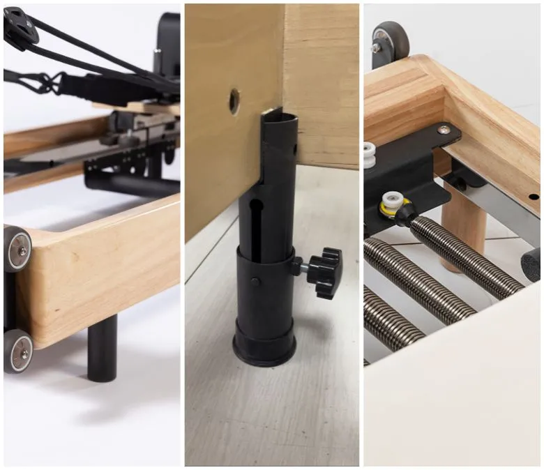 Reformator Pilates pliabil din stejar fără rosturi