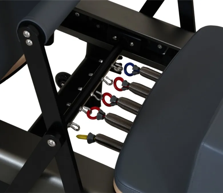 Pat Pilates Reformer din aluminiu anodizat gri Gunmetal