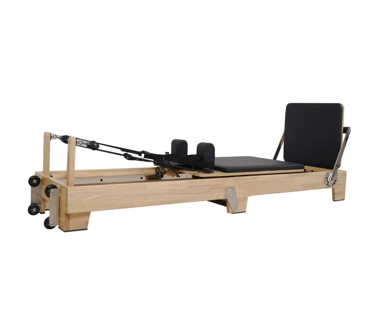 Reformator de Pilates pliabil de stejar premium cu picior din lemn